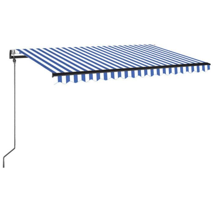 Automatisk uttrekkbar markise 450x350 cm blå og hvit