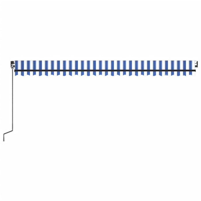 Manuell uttrekkbar markise med LED 500x350 cm blå og hvit