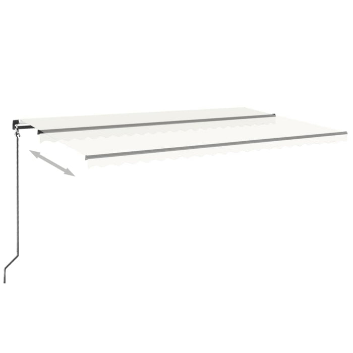 Manuell uttrekkbar markise med LED 500x350 cm kremhvit