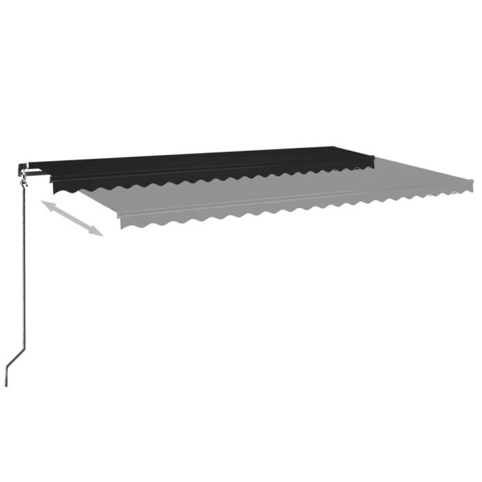 Manuell uttrekkbar markise med LED 500x350 cm antrasitt