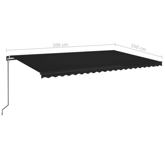 Manuell uttrekkbar markise med LED 500x350 cm antrasitt