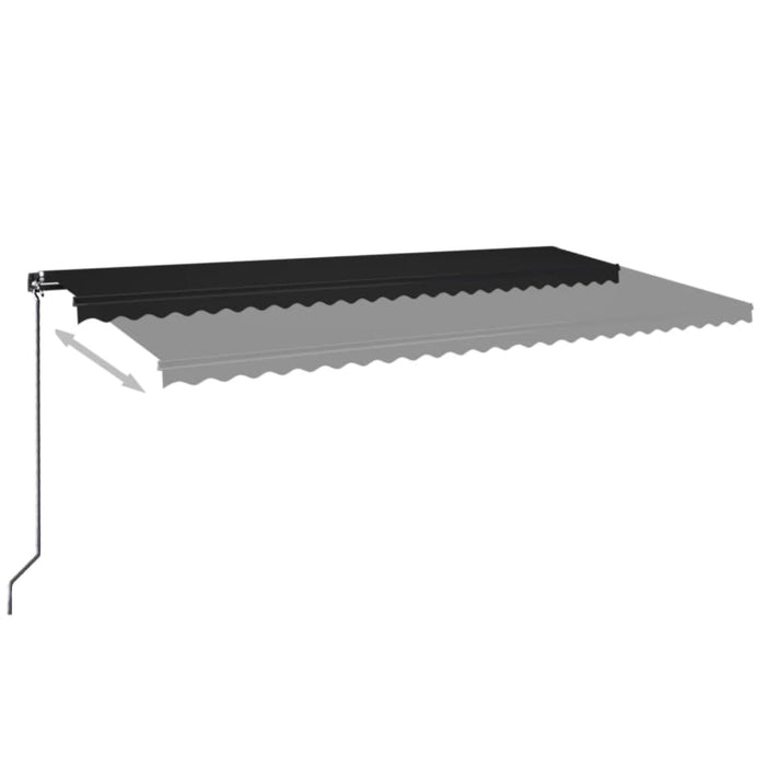 Manuell uttrekkbar markise med LED 600x350 cm antrasitt