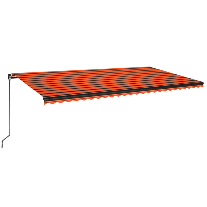 Manuell uttrekkbar markise med LED 600x350 cm oransje og brun