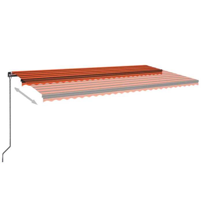 Manuell uttrekkbar markise med LED 600x350 cm oransje og brun