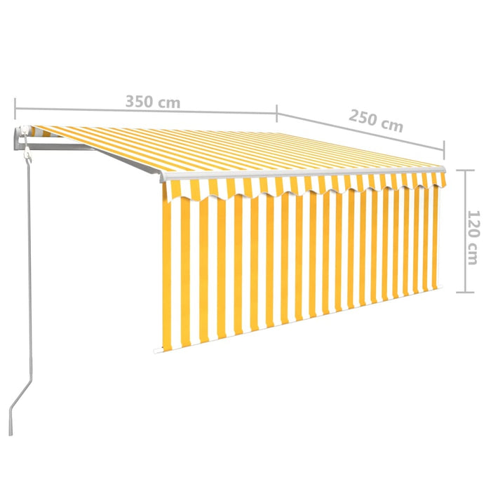 Automatisk markise rullegardin LED vindsensor 3,5x2,5m gul hvit