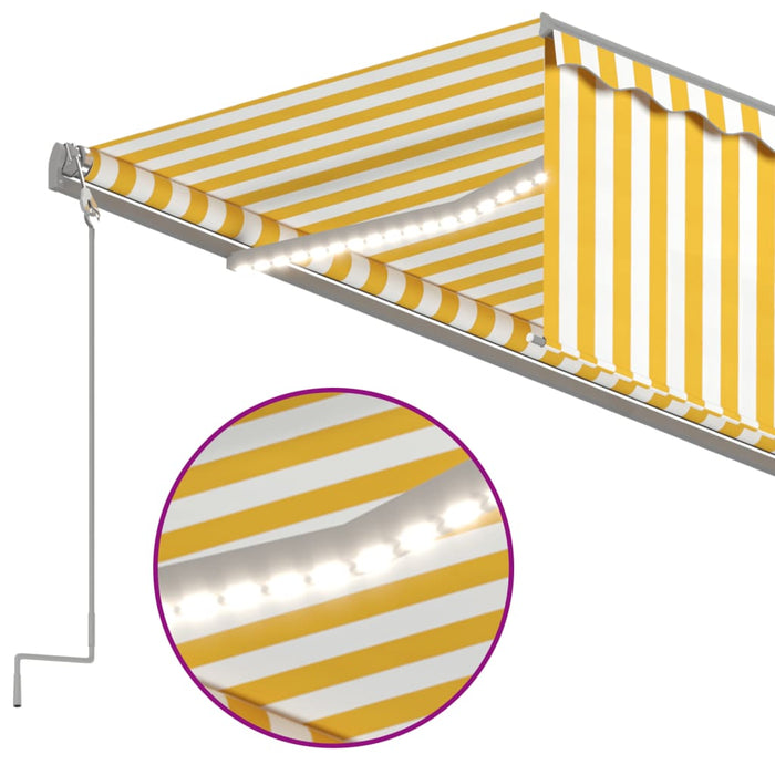 Automatisk markise rullegardin LED vindsensor 5x3 m gul og hvit