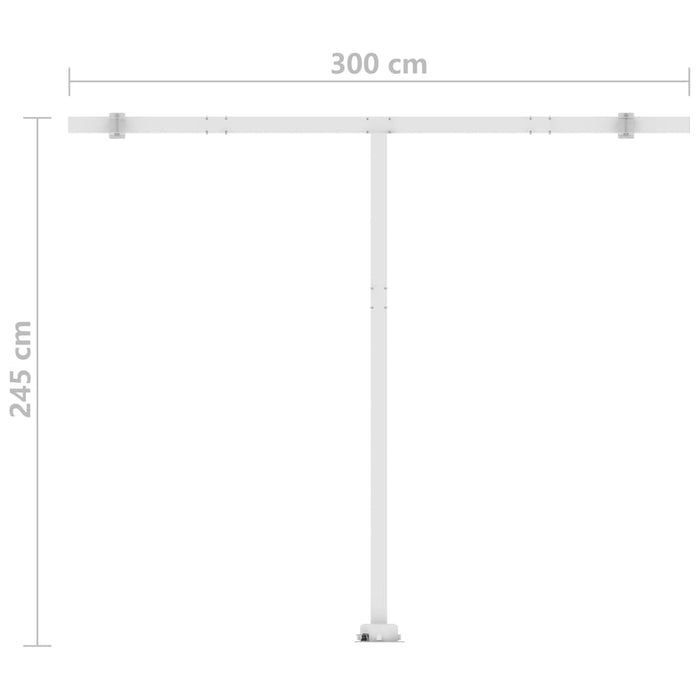 Frittstående manuell uttrekkbar markise 300x250 cm gul og hvit