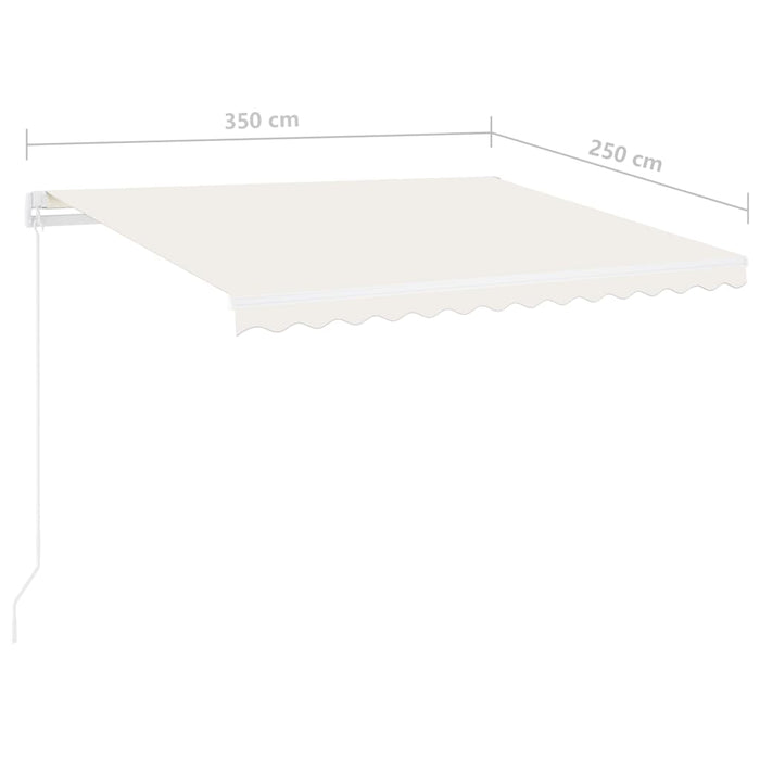 Automatisk markise med LED og vindsensor 350x250 cm kremhvit