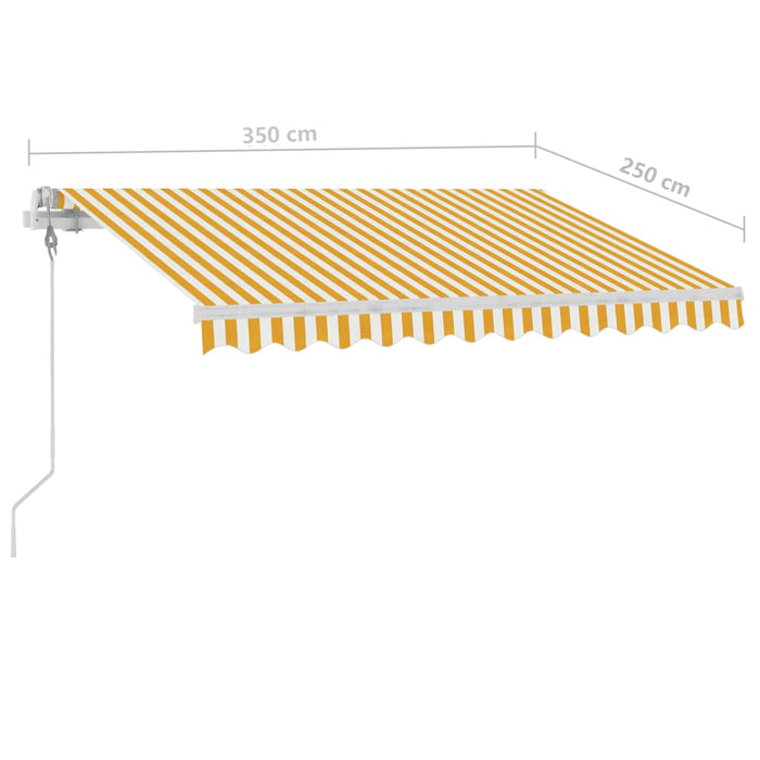 Automatisk markise med LED og vindsensor 350x250 cm gul og hvit