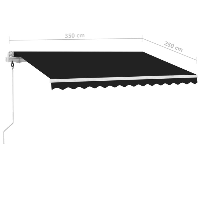 Automatisk markise med LED og vindsensor 350x250 cm antrasitt