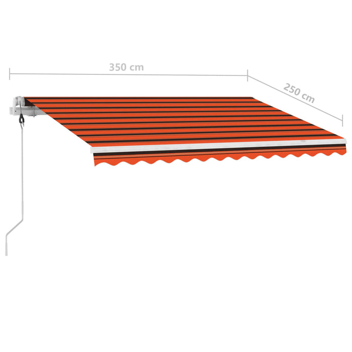 Automatisk markise med LED og vindsensor 350x250cm oransje/brun