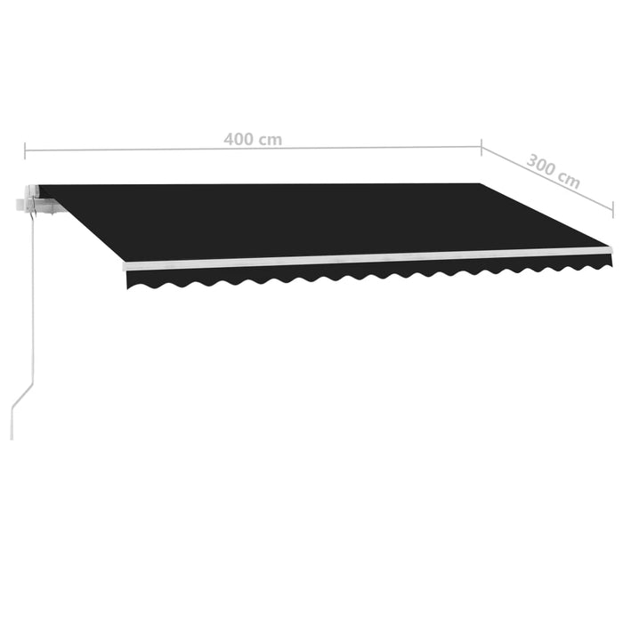 Manuell uttrekkbar markise med LED 400x300 cm antrasitt