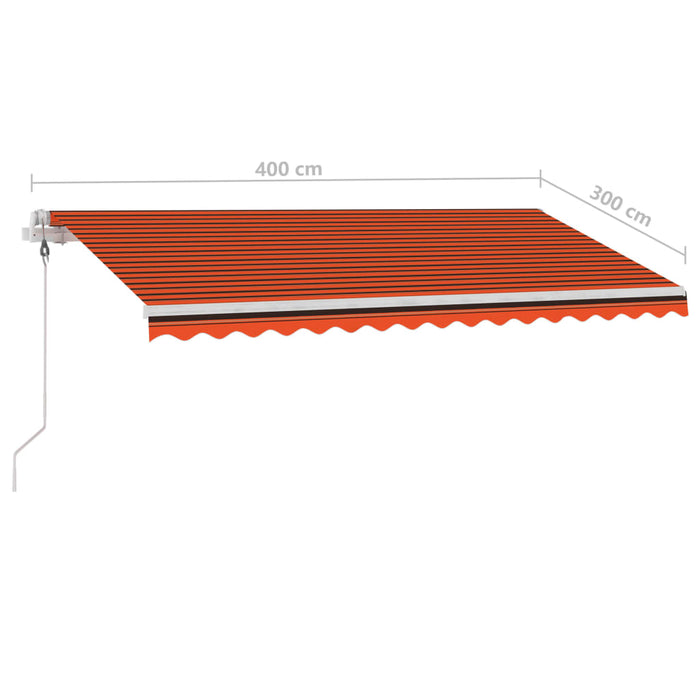 Frittstående automatisk markise 400x300cm oransje og brun