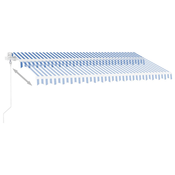 Automatisk markise med vindsensor og LED 400x300 cm blå og hvit