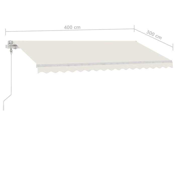 Automatisk markise med vindsensor og LED 400x300 cm kremhvit