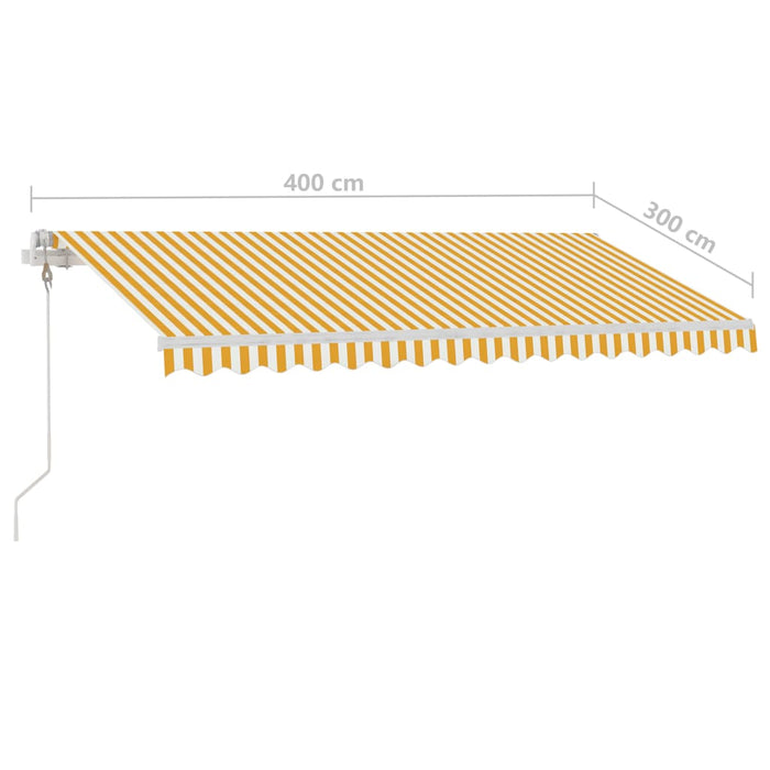 Automatisk markise med vindsensor og LED 400x300 cm gul og hvit