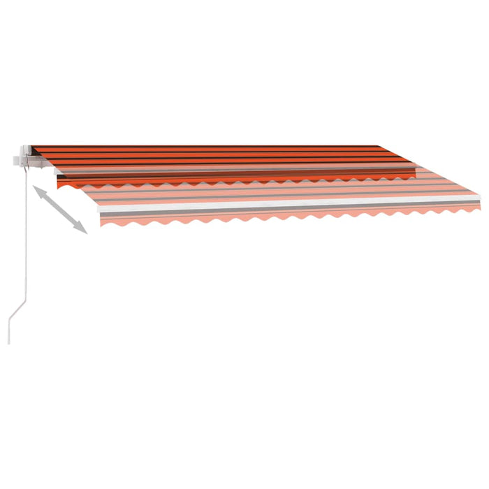 Manuell uttrekkbar markise med LED 450x300 cm oransje og brun