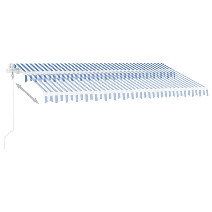 Automatisk markise med vindsensor og LED 450x300 cm blå og hvit