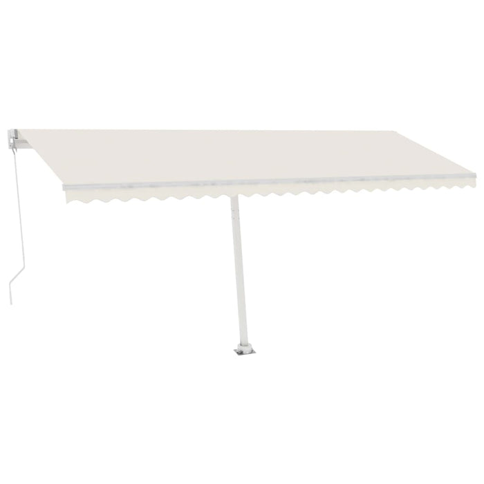 Manuell uttrekkbar markise med LED 500x300 cm kremhvit