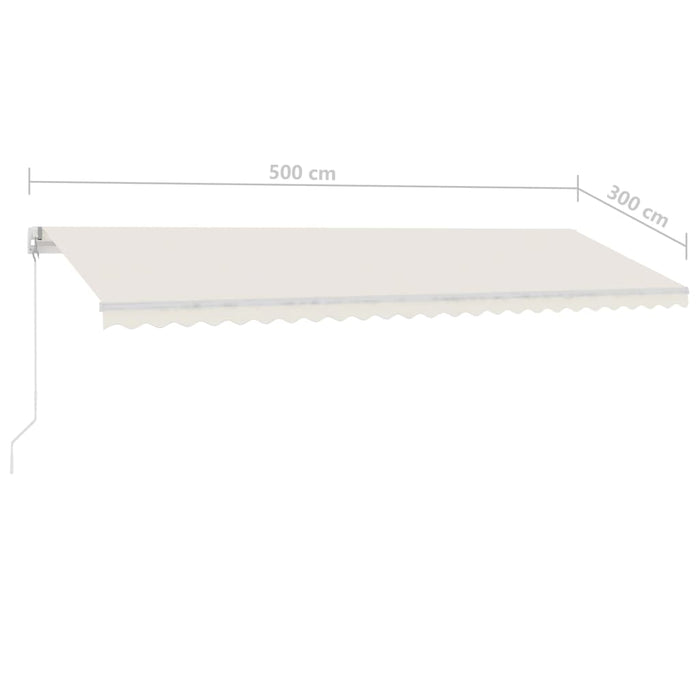 Manuell uttrekkbar markise med LED 500x300 cm kremhvit