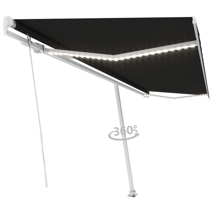 Manuell uttrekkbar markise med LED 500x300 cm antrasitt