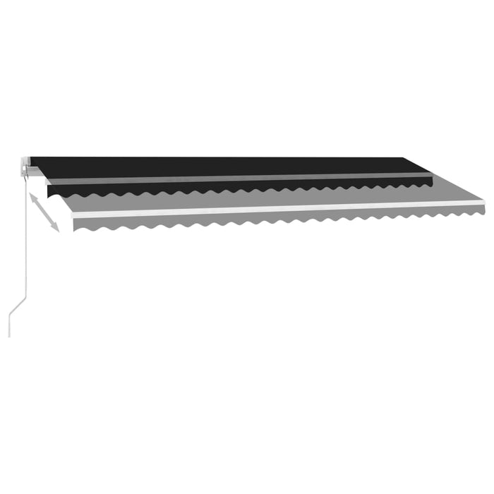 Manuell uttrekkbar markise med LED 500x300 cm antrasitt