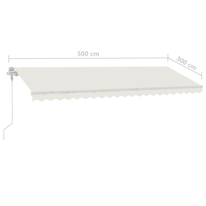 Automatisk markise med vindsensor og LED 500x300 cm kremhvit