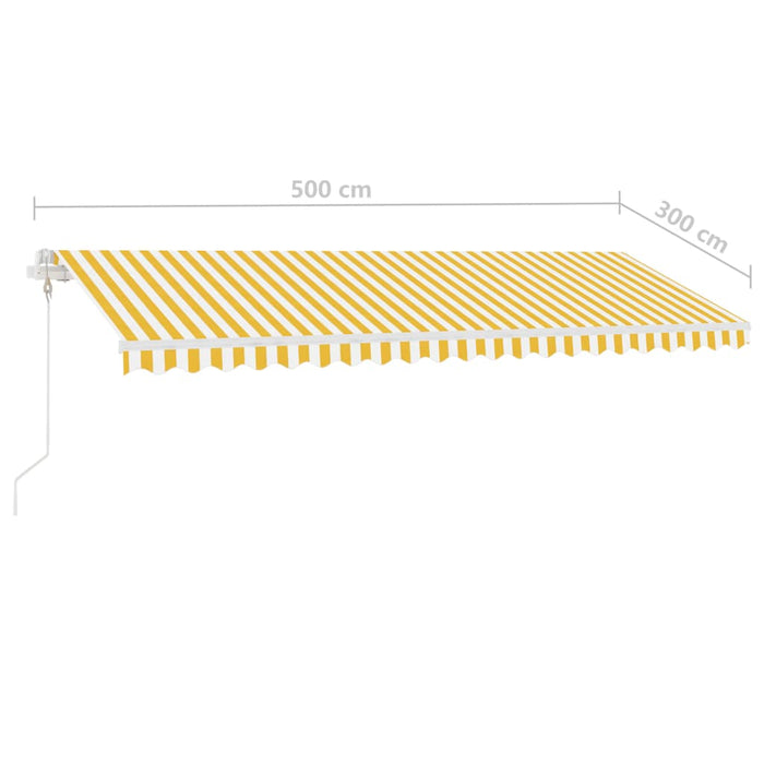 Automatisk markise med vindsensor og LED 500x300 cm gul/hvit