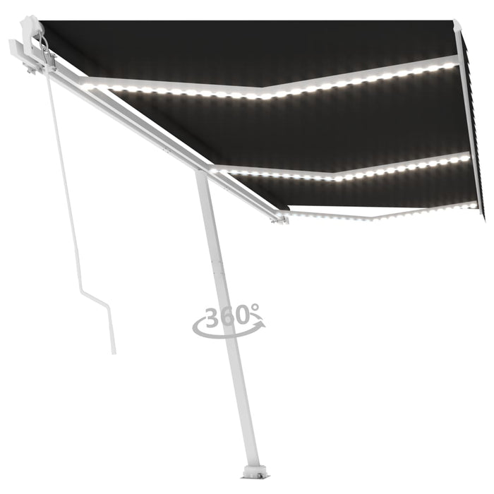 Manuell uttrekkbar markise med LED 600x300 cm antrasitt