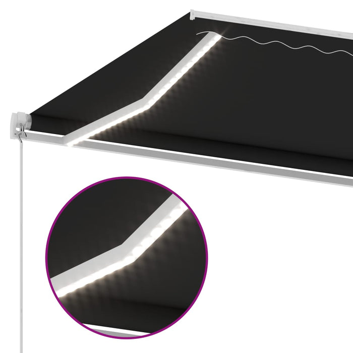 Manuell uttrekkbar markise med LED 600x300 cm antrasitt