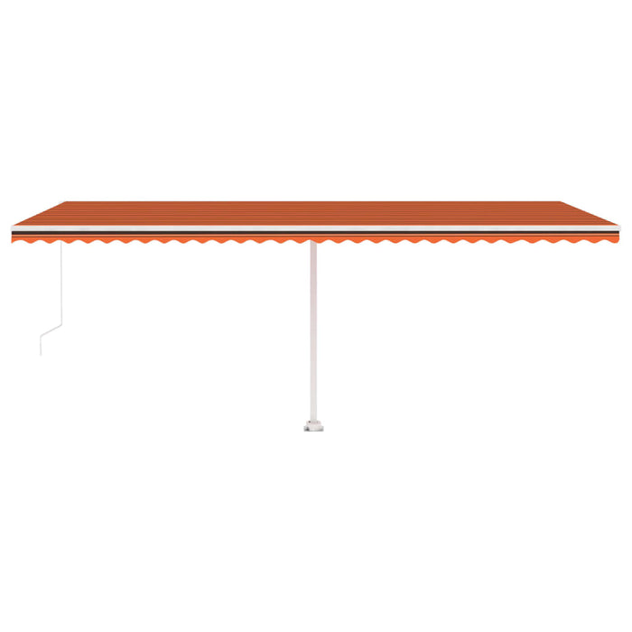 Manuell uttrekkbar markise med LED 600x300 cm oransje og brun