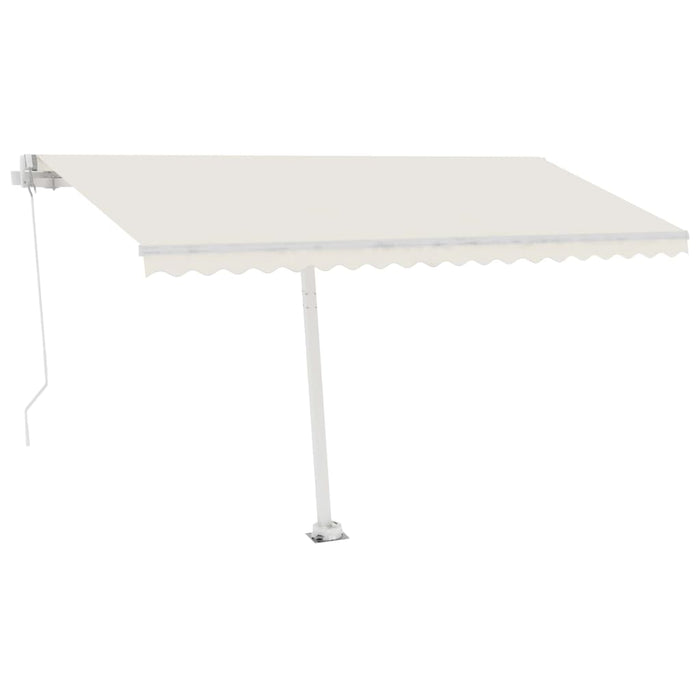 Manuell uttrekkbar markise med LED 450x350 cm kremhvit