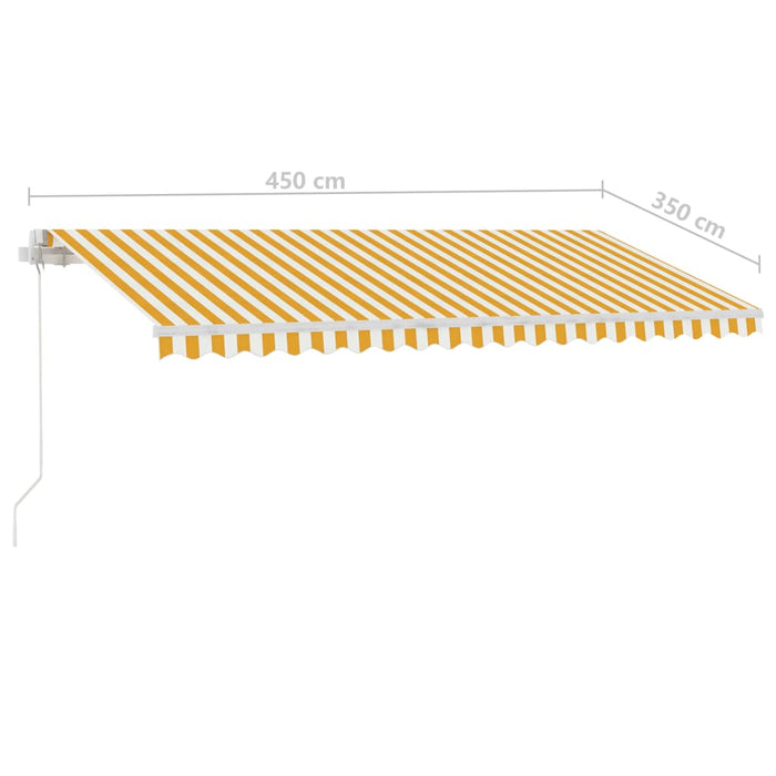 Manuell uttrekkbar markise med LED 450x350 cm gul og hvit