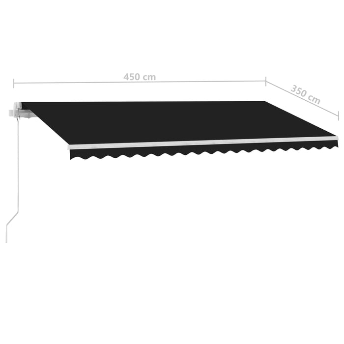 Manuell uttrekkbar markise med LED 450x350 cm antrasitt