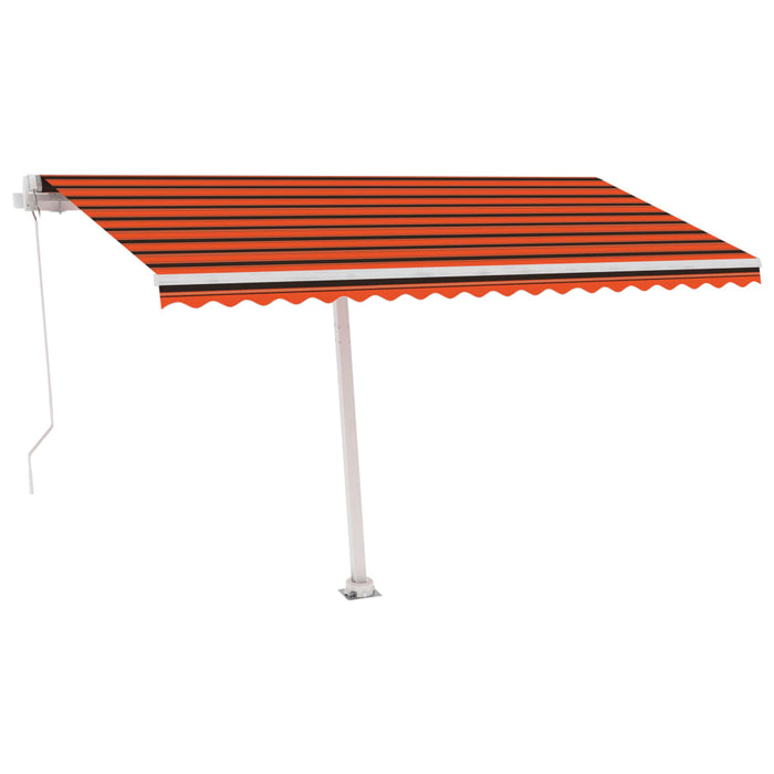 Manuell uttrekkbar markise med LED 450x350 cm oransje og brun