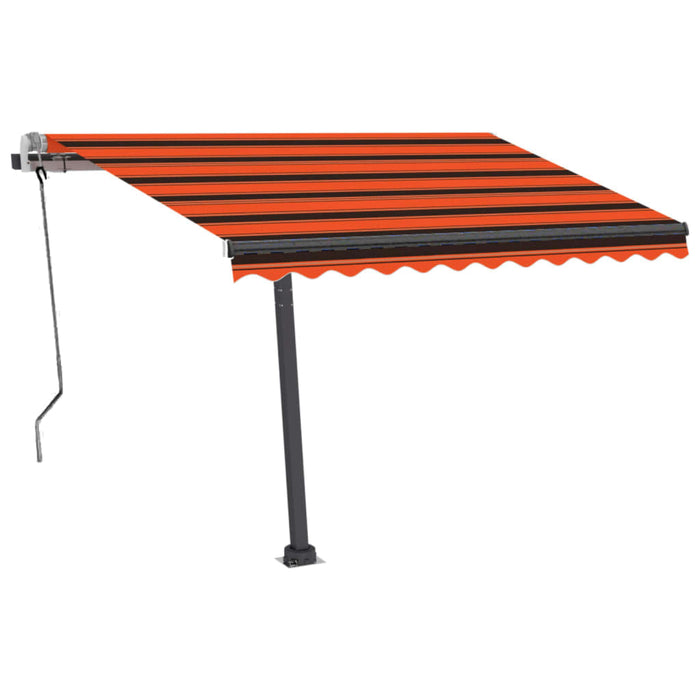 Manuell uttrekkbar markise med LED 350x250 cm oransje og brun