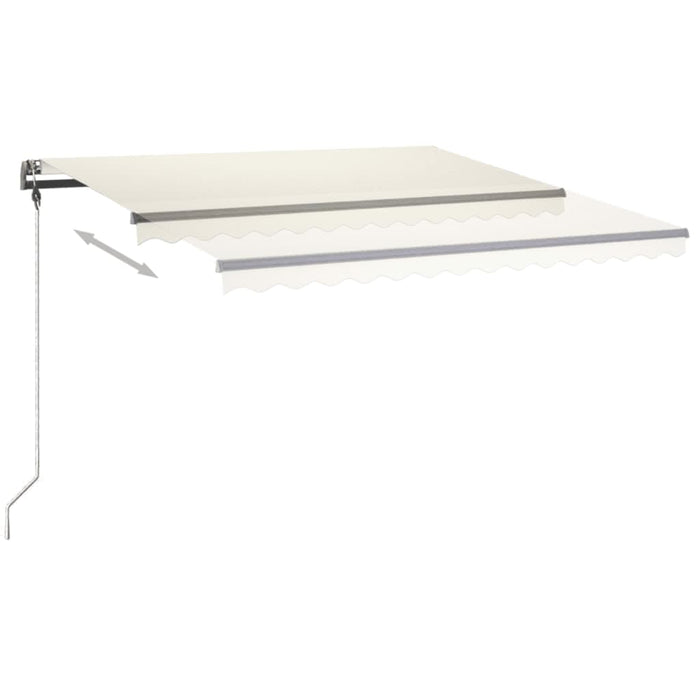 Manuell uttrekkbar markise med LED 400x300 cm kremhvit