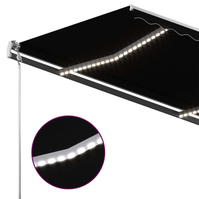 Manuell uttrekkbar markise med LED 400x300 cm antrasitt