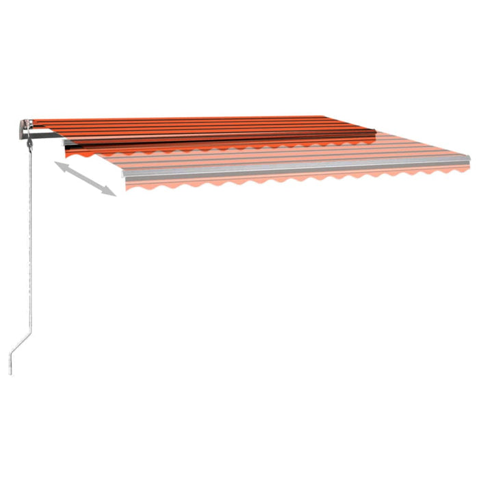 Manuell uttrekkbar markise med LED 400x300 cm oransje og brun