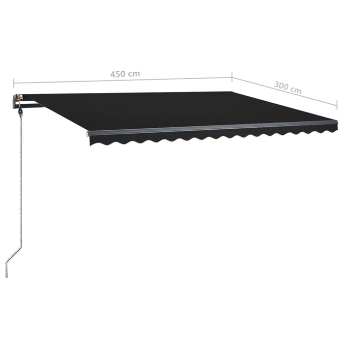 Manuell uttrekkbar markise med LED 450x300 cm antrasitt