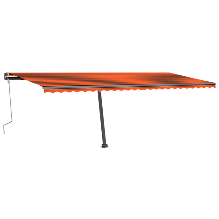 Manuell uttrekkbar markise med LED 600x300 cm oransje og brun