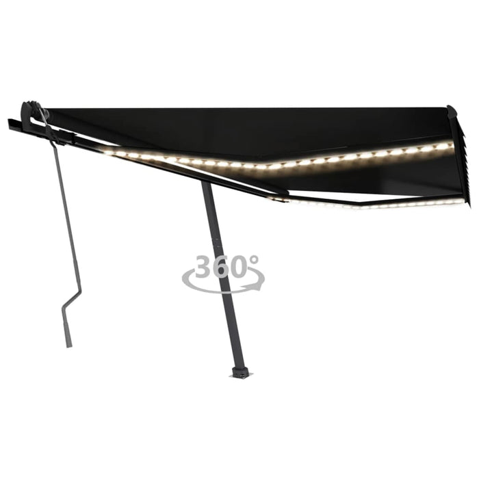 Manuell uttrekkbar markise med LED 400x350 cm antrasitt