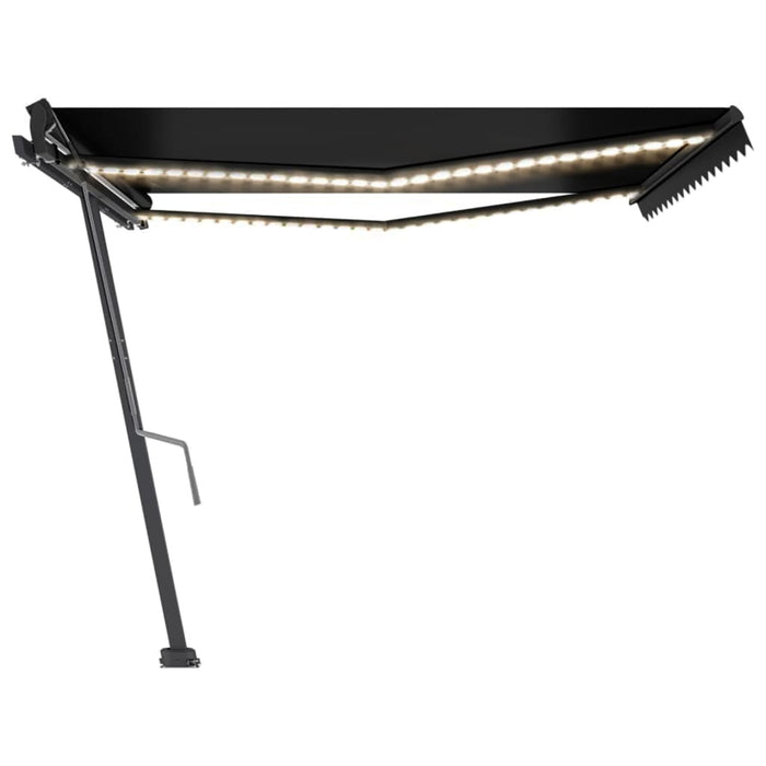 Manuell uttrekkbar markise med LED 400x350 cm antrasitt