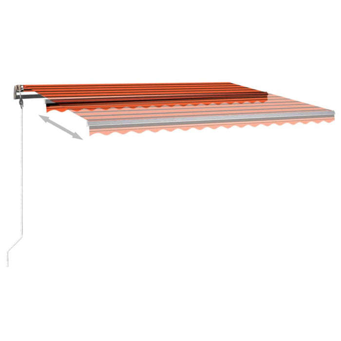 Manuell uttrekkbar markise med LED 400x350 cm oransje og brun