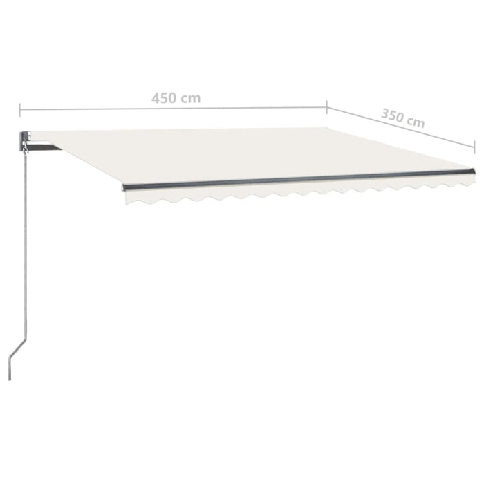 Manuell uttrekkbar markise med LED 450x350 cm kremhvit