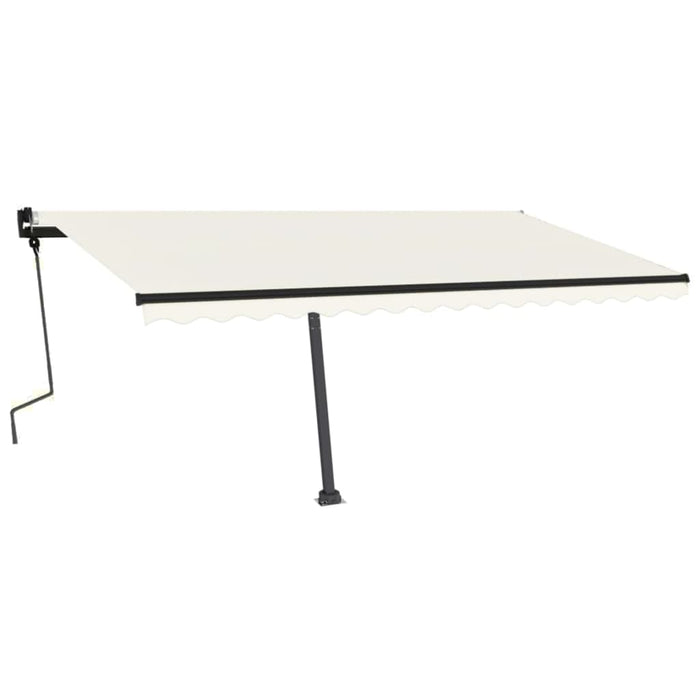 Manuell uttrekkbar markise med LED 450x350 cm kremhvit