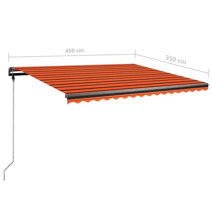 Manuell uttrekkbar markise med LED 450x350 cm oransje og brun