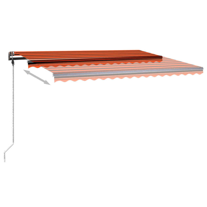 Manuell uttrekkbar markise med LED 450x350 cm oransje og brun