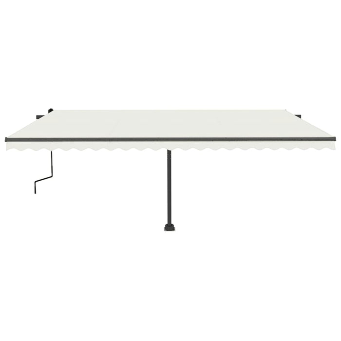 Manuell uttrekkbar markise med LED 500x350 cm kremhvit