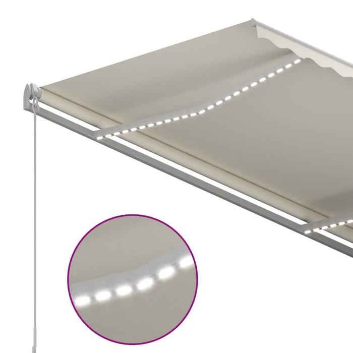 Automatisk markise med LED og vindsensor 3x2,5 m kremhvit